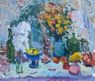 Painting titled "Still life with tor…" by Natalia Nis, Original Artwork, Oil
