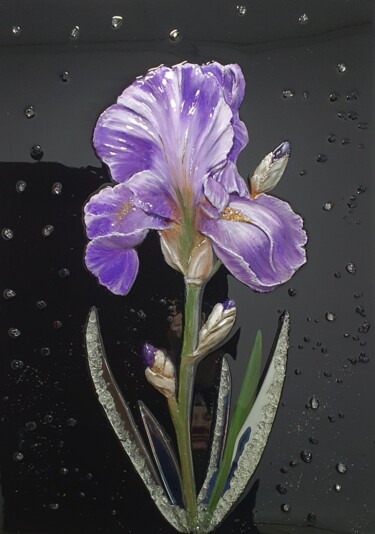 Pittura intitolato "Iris flower of eter…" da Natalia Pechenkina, Opera d'arte originale, Acrilico
