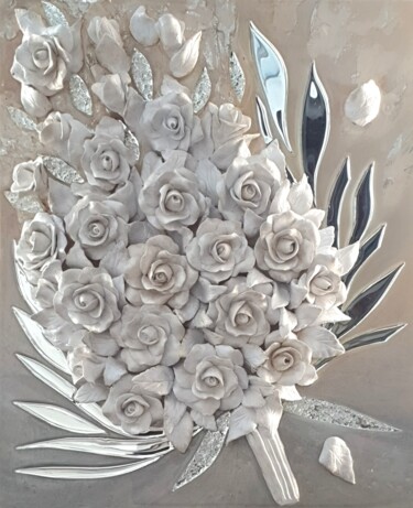 Malarstwo zatytułowany „Fairy flowers” autorstwa Natalia Pechenkina, Oryginalna praca, Glina Zamontowany na Drewniana rama n…