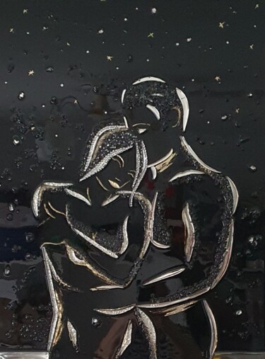 Painting titled "Two at the window" by Natalia Pechenkina, Original Artwork, Resin