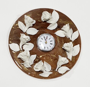 Design intitulée "Clock with porcelai…" par Natalia Pechenkina, Œuvre d'art originale, Accessoires