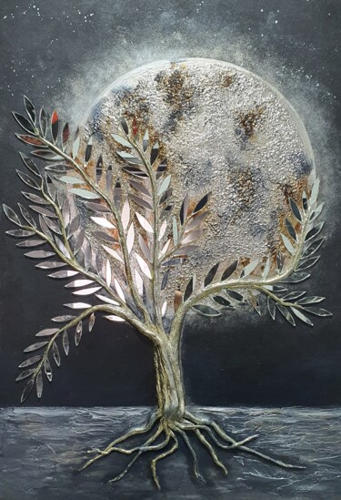 Картина под названием "Moonlight" - Natalia Pechenkina, Подлинное произведение искусства, Акрил Установлен на artwork_cat.
