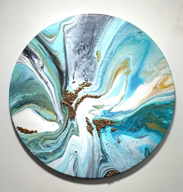 Painting titled "STREAM OF THE UNIVE…" by Natalia Pechenkina, Original Artwork, Acrylic Mounted on Wood Stretcher frame
