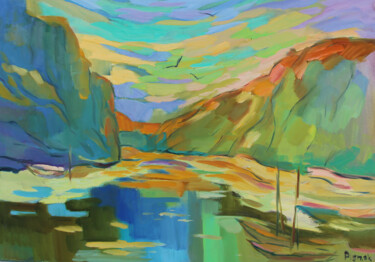 Malerei mit dem Titel "Harbor" von Natalia Pismak, Original-Kunstwerk, Öl