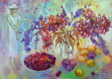 Картина под названием "My Garden" - Natalia Pismak, Подлинное произведение искусства, Масло Установлен на Деревянная рама дл…