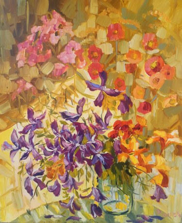 Painting titled "Flowers From The Ga…" by Natalia Pismak, Original Artwork, Oil