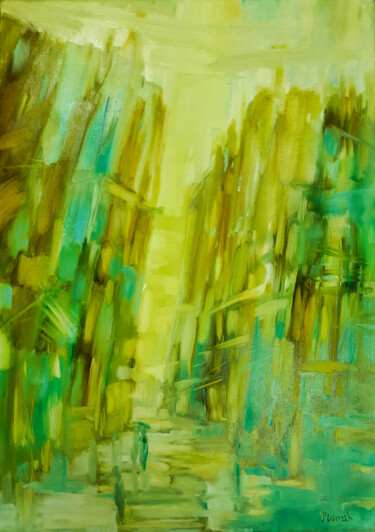 Peinture intitulée "Sunny Rain" par Natalia Pismak, Œuvre d'art originale, Huile Monté sur Châssis en bois