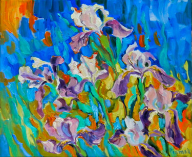 Peinture intitulée "Irises" par Natalia Pismak, Œuvre d'art originale, Huile Monté sur Châssis en bois