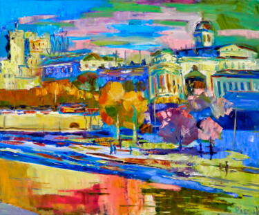 Картина под названием "Embankment" - Natalia Pismak, Подлинное произведение искусства, Масло Установлен на Деревянная рама д…
