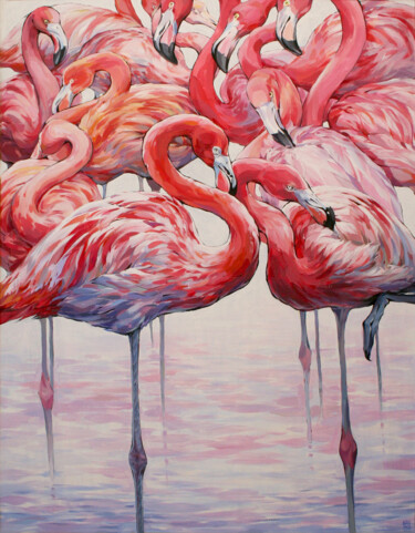 Peinture intitulée "Birds of the mornin…" par Natalia Rezanova, Œuvre d'art originale, Acrylique