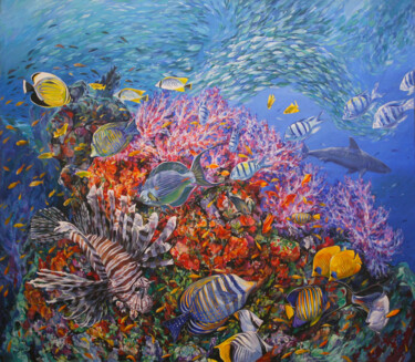 Malerei mit dem Titel "Underwater world" von Natalia Rezanova, Original-Kunstwerk, Acryl