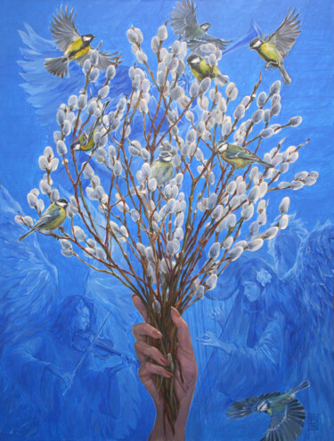 Painting titled "Willow" by Natalia Rezanova, Original Artwork, Acrylic