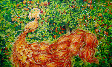Painting titled "Firebird" by Natalia Rezanova, Original Artwork, Acrylic