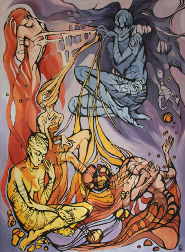 Malerei mit dem Titel "Good and Evil" von Natalia Rezanova, Original-Kunstwerk, Acryl