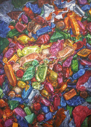 Malerei mit dem Titel "Wrappers" von Natalia Rezanova, Original-Kunstwerk, Acryl