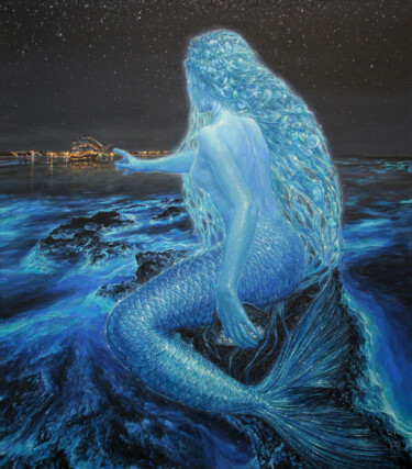 Pintura titulada "Mermaid" por Natalia Rezanova, Obra de arte original, Acrílico