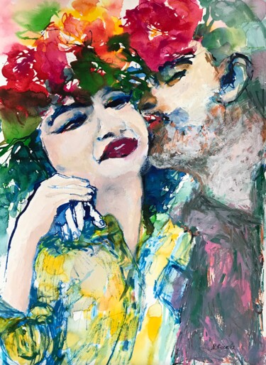 Pittura intitolato "„One kiss“" da Natalia Röckle, Opera d'arte originale, Acrilico