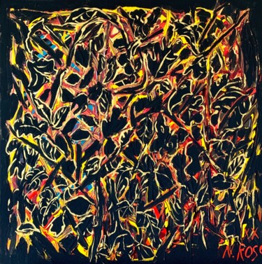 Painting titled "Black Red Gold" by Natalia Rose, Original Artwork, Acrylic