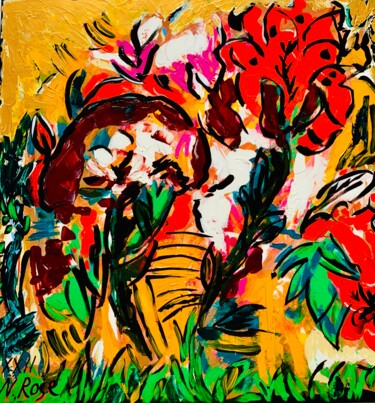 Malerei mit dem Titel "Wildflowers" von Natalia Rose, Original-Kunstwerk, Acryl Auf Keilrahmen aus Holz montiert