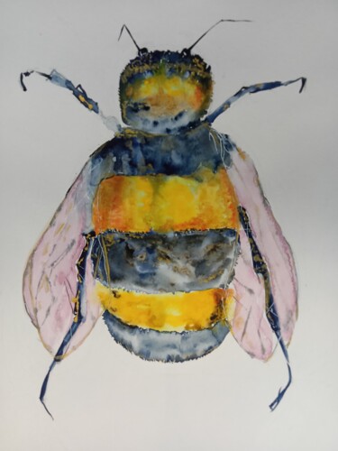 Картина под названием "golden bumblebee" - Natalia Rozhkova, Подлинное произведение искусства, Акварель