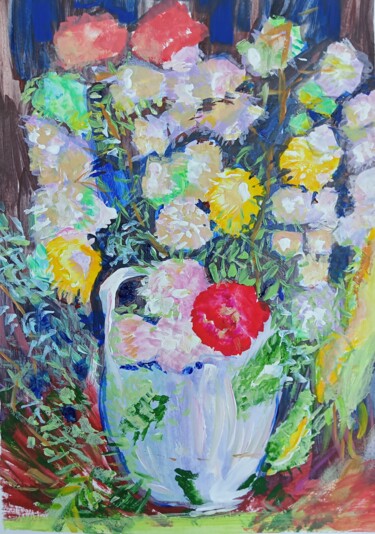 Картина под названием "Inspiring by Van Go…" - Natalia Rozhkova, Подлинное произведение искусства, Гуашь