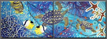 Pittura intitolato "Turtles" da Natalia Schaefer (NataliaS Art), Opera d'arte originale