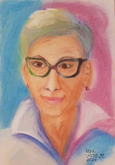 Schilderij getiteld "Ida's Portrait" door Natalia Sharoni, Origineel Kunstwerk, Pastel