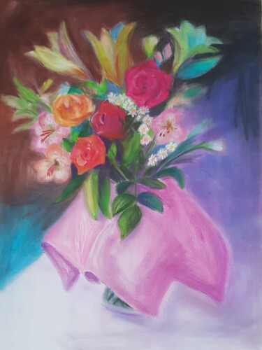 Malarstwo zatytułowany „My 8th of March Bou…” autorstwa Nataliа Sharoni, Oryginalna praca, Pastel Zamontowany na Drewniana r…