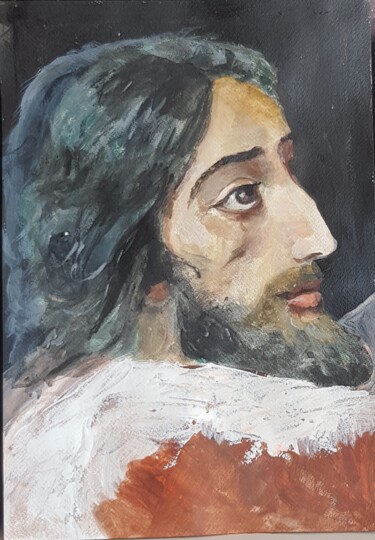 Schilderij getiteld "John the Baptist" door Natalia Sharoni, Origineel Kunstwerk, Acryl Gemonteerd op Karton