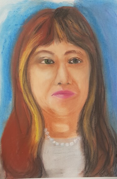 Schilderij getiteld "Oli's portrait" door Natalia Sharoni, Origineel Kunstwerk, Pastel