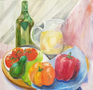Painting titled "The Vegetable Still…" by Natalia Sharoni, Original Artwork, Oil