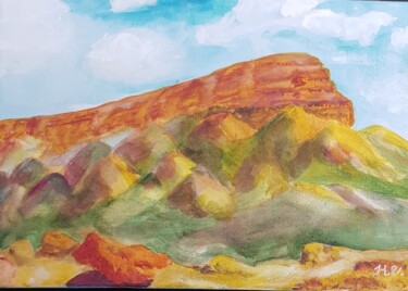 Pintura intitulada "Dead Sea Hills" por Natalia Sharoni, Obras de arte originais, Aquarela