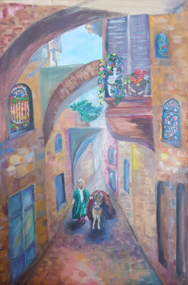 Painting titled "Old Jerusaleum" by Natalia Sharoni, Original Artwork, Acrylic