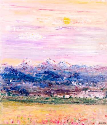 Painting titled "Sunny Valley" by Natalia Shchipakina, Original Artwork, Oil Mounted on Wood Stretcher frame