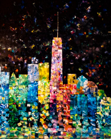 绘画 标题为“Jade City. New York” 由Natalia Shchipakina, 原创艺术品, 油 安装在木质担架架上