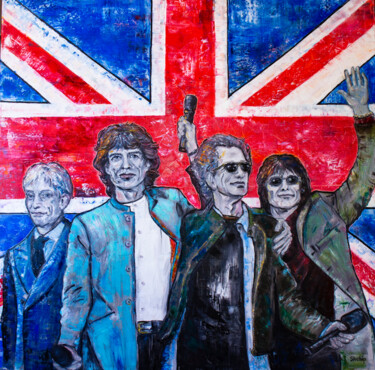 Pintura intitulada "British Rock Legend…" por Natalia Shchipakina, Obras de arte originais, Óleo Montado em Armação em madei…