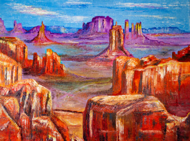 Painting titled "USA. Valley of Monu…" by Natalia Shchipakina, Original Artwork, Oil Mounted on Wood Stretcher frame