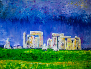 Pittura intitolato "England. Stonehenge" da Natalia Shchipakina, Opera d'arte originale, Olio Montato su Telaio per barella…
