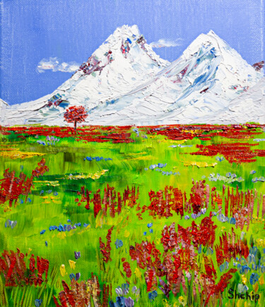 Painting titled "Alps" by Natalia Shchipakina, Original Artwork, Oil Mounted on Wood Stretcher frame