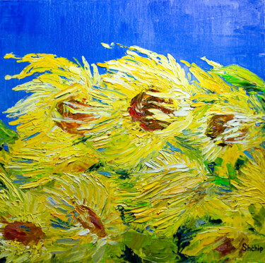 Painting titled "The wind in the sun…" by Natalia Shchipakina, Original Artwork, Oil Mounted on Wood Stretcher frame