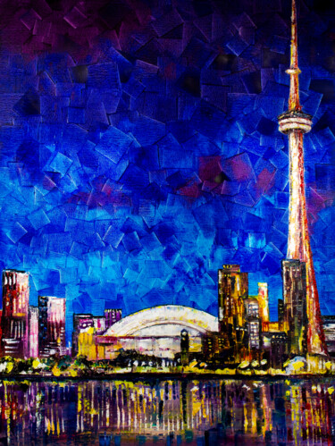 Malerei mit dem Titel "Toronto" von Natalia Shchipakina, Original-Kunstwerk, Öl Auf Keilrahmen aus Holz montiert