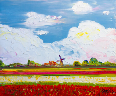 Ζωγραφική με τίτλο "Holland fields" από Natalia Shchipakina, Αυθεντικά έργα τέχνης, Λάδι Τοποθετήθηκε στο Ξύλινο φορείο σκελ…