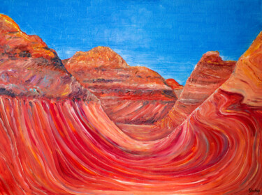 Painting titled "Grand Canyon. Layer…" by Natalia Shchipakina, Original Artwork, Oil Mounted on Wood Stretcher frame