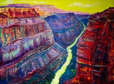 Pintura intitulada "Grand Canyon. Neon…" por Natalia Shchipakina, Obras de arte originais, Óleo Montado em Armação em madeira