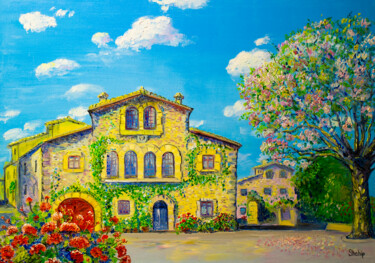 Картина под названием "Old village. Torroe…" - Natalia Shchipakina, Подлинное произведение искусства, Масло Установлен на Де…