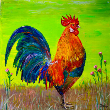 Peinture intitulée "Rooster. Rustic mor…" par Natalia Shchipakina, Œuvre d'art originale, Huile Monté sur Châssis en bois