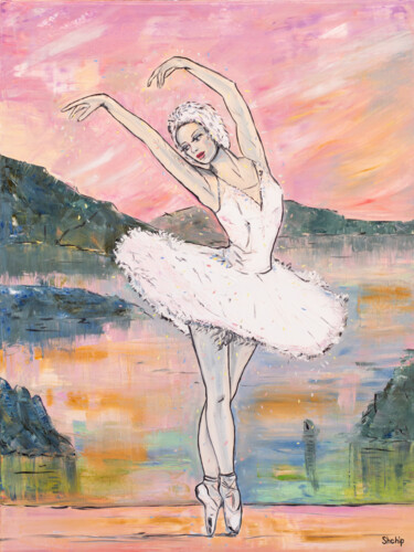 Peinture intitulée "Swan Lake. Odette" par Natalia Shchipakina, Œuvre d'art originale, Huile Monté sur Châssis en bois
