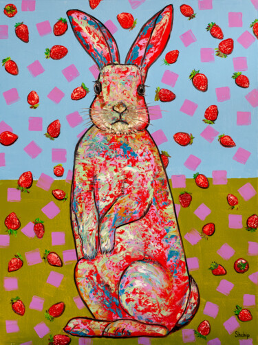 Pintura intitulada "Another rabbit and…" por Natalia Shchipakina, Obras de arte originais, Óleo Montado em Armação em madeira