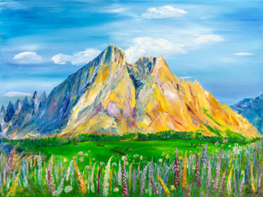 Painting titled "The Alps" by Natalia Shchipakina, Original Artwork, Oil Mounted on Wood Stretcher frame