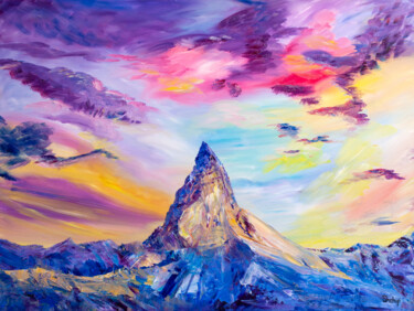 Pittura intitolato "Mountain Matterhorn…" da Natalia Shchipakina, Opera d'arte originale, Olio